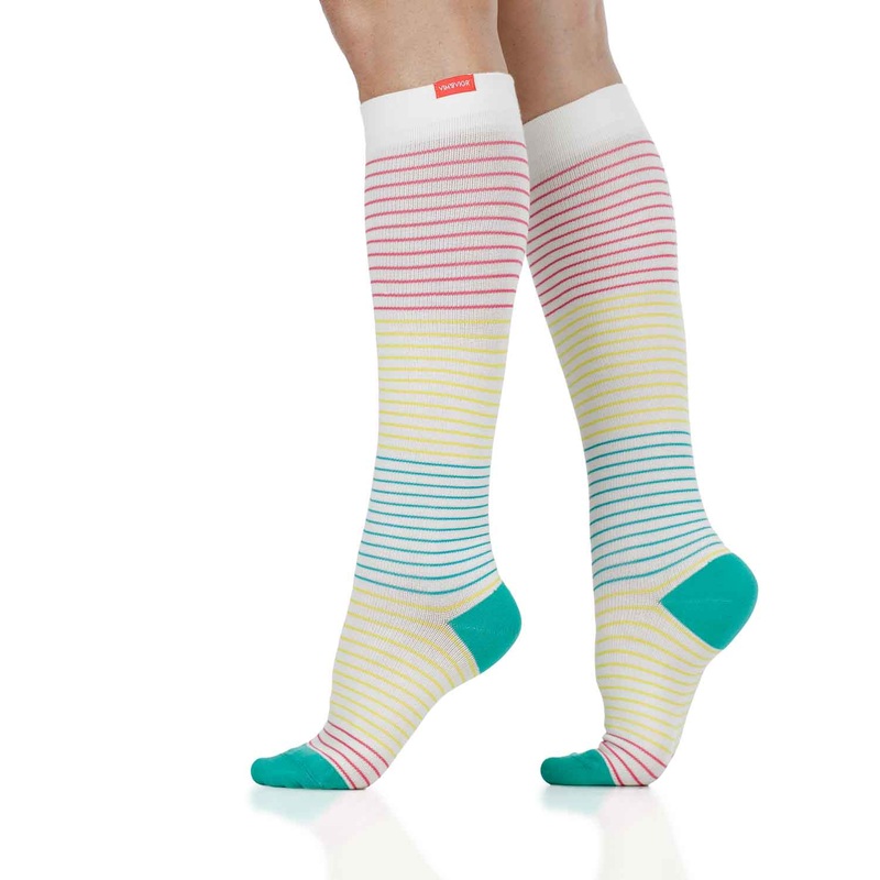 VIM&VIGR Cotton 15-20 mmHg Graduated Compression Socks (Juicy Pinstripe) Small/Medium