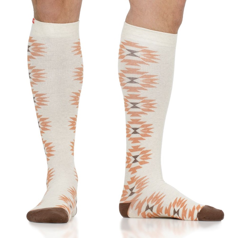 VIM&VIGR Cotton 15-20 mmHg Graduated Compression Socks (Oat & Orange Sedona Sunburst) Small/Medium