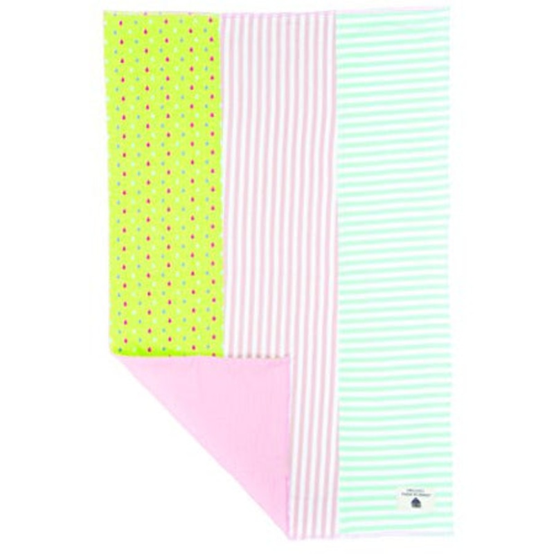 Apple Park Farm Girl Burp Cloth with Stripes and Green Teardrops