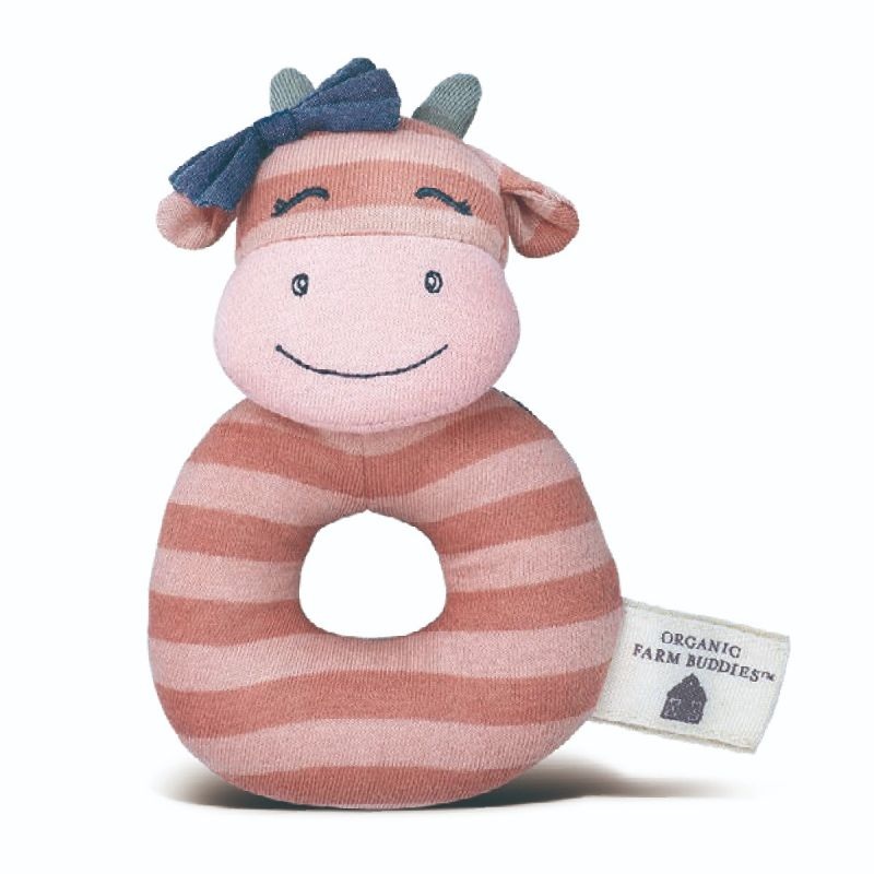 Apple Park Miss Moo Teething Rattle Organic Farm Buddy