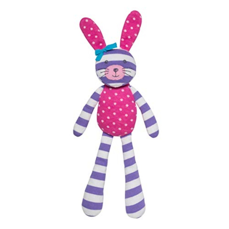 Apple Park Spring Bunny Purple Stripe and Pink Polka Dot Organic Farm Buddies