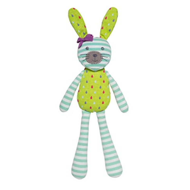 Apple Park Spring Bunny Turquoise Stripe and Tear Drop Print Organic Farm Buddies