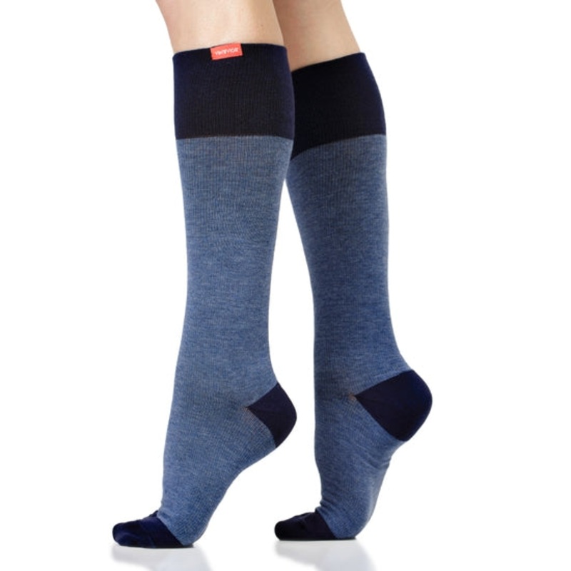 VIM & VIGR 30-40 mmHg Cotton Navy Compression Socks Heathered Collection Small/Medium