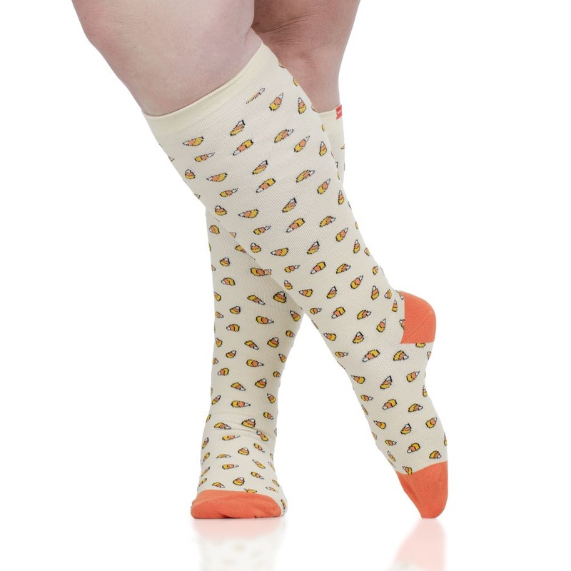 VIM & VIGR Cotton 20-30 mmHg Medical Grade Compression Socks (Cream & Orange Candy Corn) Small/Medium