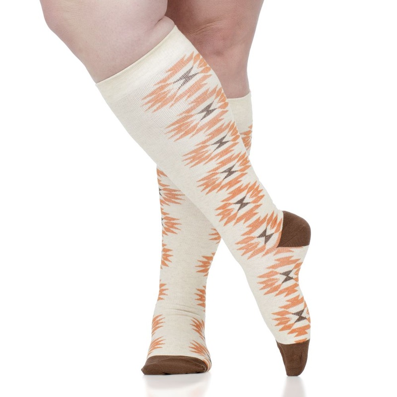 VIM & VIGR Cotton 20-30 mmHg Medical Grade Compression Socks (Oat & Orange Sedona Sunburst) Small/Medium