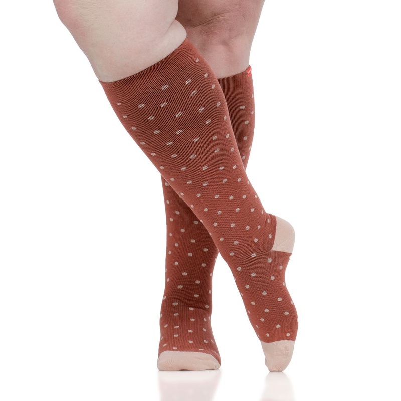 VIM & VIGR Merino Wool 20-30 mmHg Medical Grade Compression Socks (Rust Petite Dot) Small/Medium