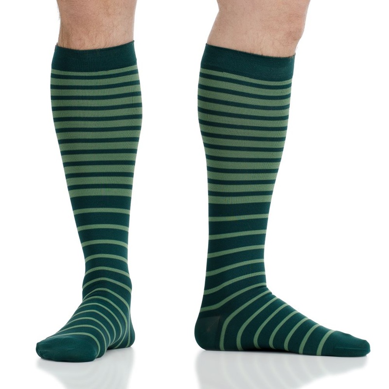 VIM & VIGR Nylon 20-30 mmHg Medical Grade Compression Socks (Dark Green Falling Stripe) Small/Medium