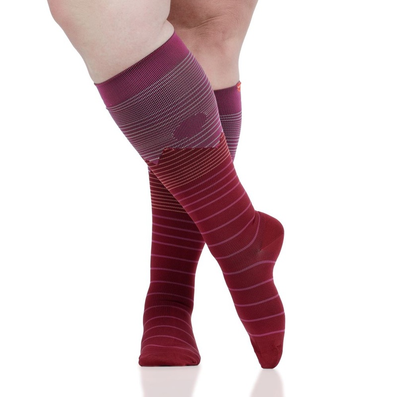 VIM & VIGR Nylon 20-30 mmHg Medical Grade Compression Socks (Hot Pink Mountain Sun) Small/Medium