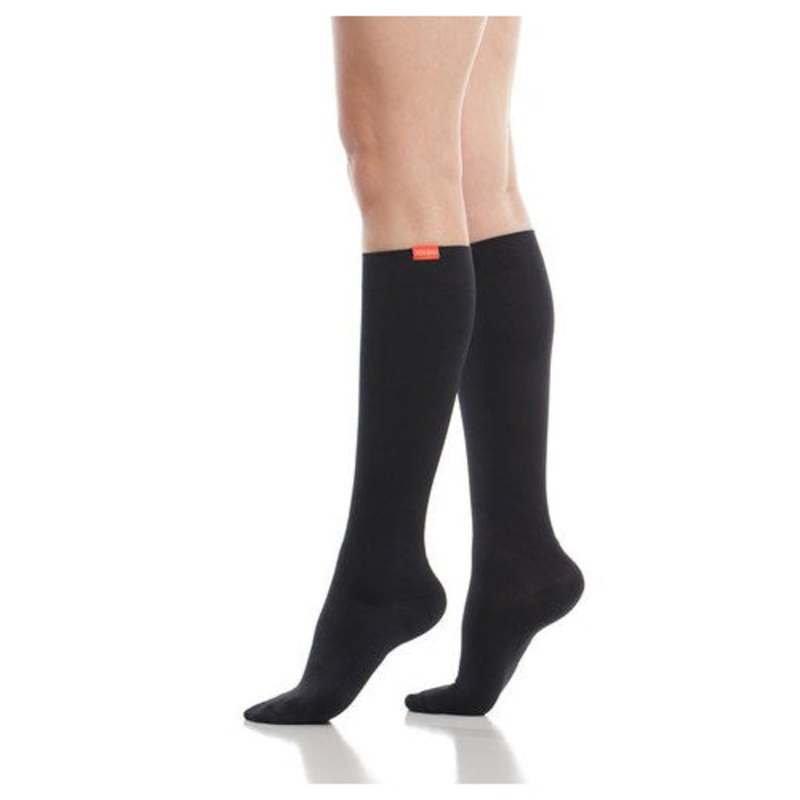 VIM & VIGR Women's Moisture-Wick Nylon 15 mmHg Compression Socks (Black) Small/Medium
