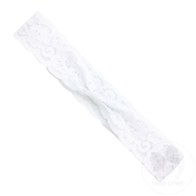 Wee Ones Add-a-Bow Wide Lace Baby Girls Headband, White NEW BORN (0-6 MONTHS)