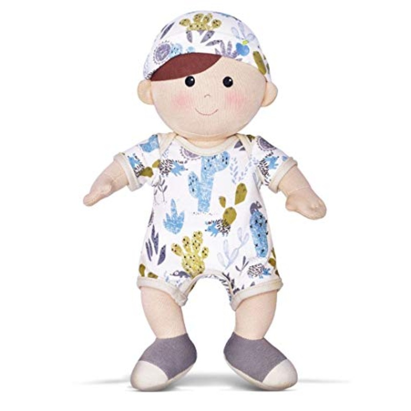 Apple Park Cactus Print Enzo Baby Doll Plush Baby Toy for Newborns, Infants, Toddlers - Hypoallergenic, 100% Organic Cotton