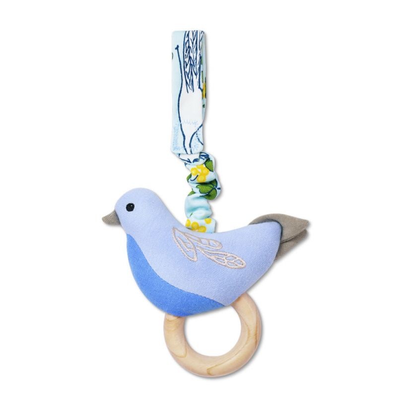 Apple Park Enchanted Leaves Blue Birdie Stroller Toy