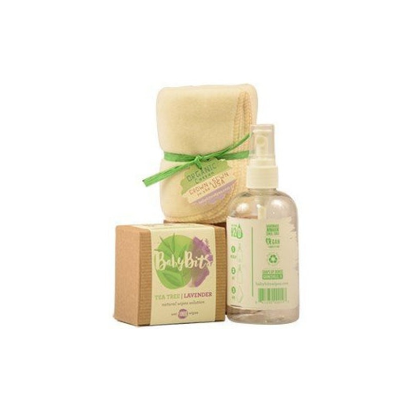 Baby Bits Starter Kit Wipe Solution Spray Bottle Organic Cotton Wipes