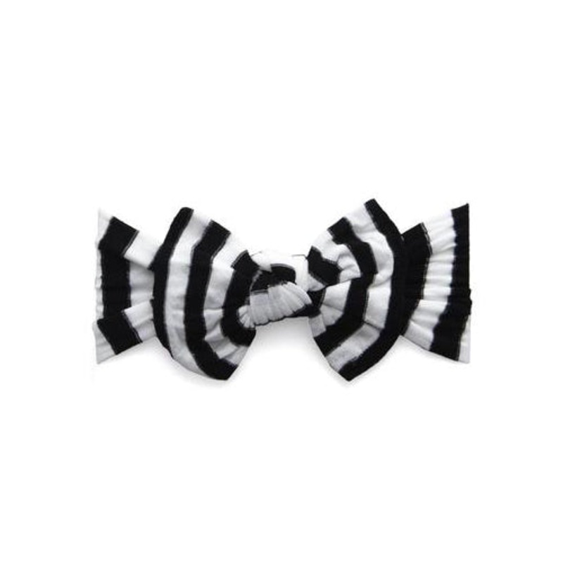 Baby Bling Black and White Striped Printed Knot Bow Headband