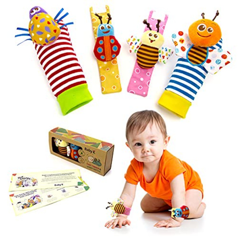 Baby K Foot Finder Socks & Wrist  Rattles Butterfly Bugs