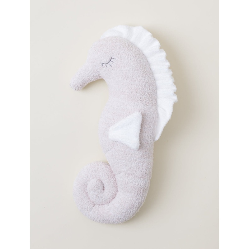 Barefoot Dreams Cozychic Buddie Seahorse Toy, Shell / White