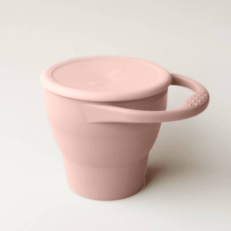 Bug + Bean Kids Foldable Silicone Snack Cup, Misty Rose