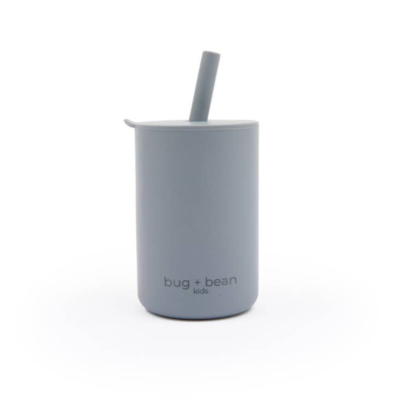 Bug + Bean Kids Silicone Cup with Lid + Straw, Cloud