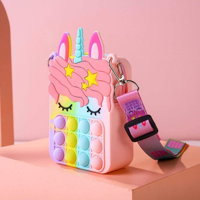 UMAID PRODUCTS Unicorn Pop It Sensory Purse, Rainbow Pastel