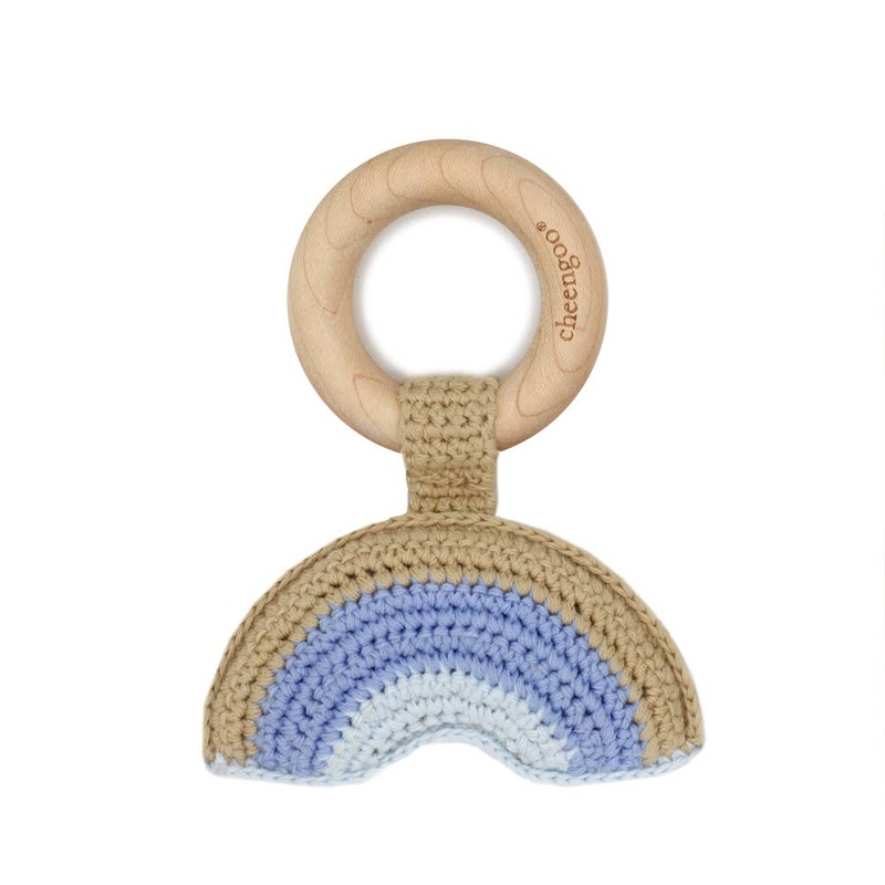 Cheengoo All Natural Baby Toy - Blue Rainbow Rattle