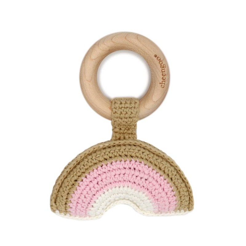 Cheengoo All Natural Baby Toy - Pink Rainbow Rattle