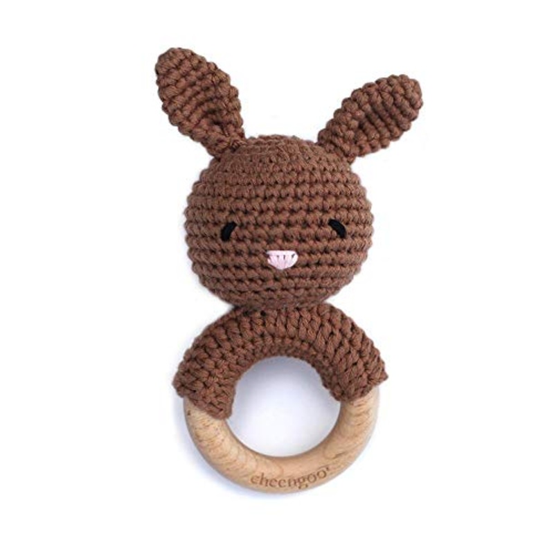 Cheengoo Brown Bunny Rattle Teether - All Natural