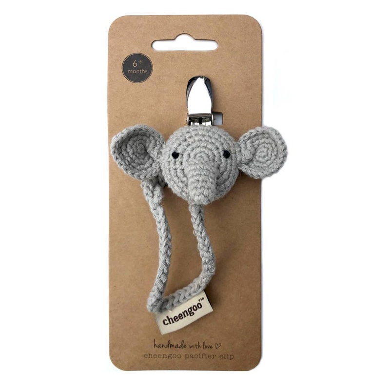 Cheengoo Elephant Hand Knit Pacifier Clip