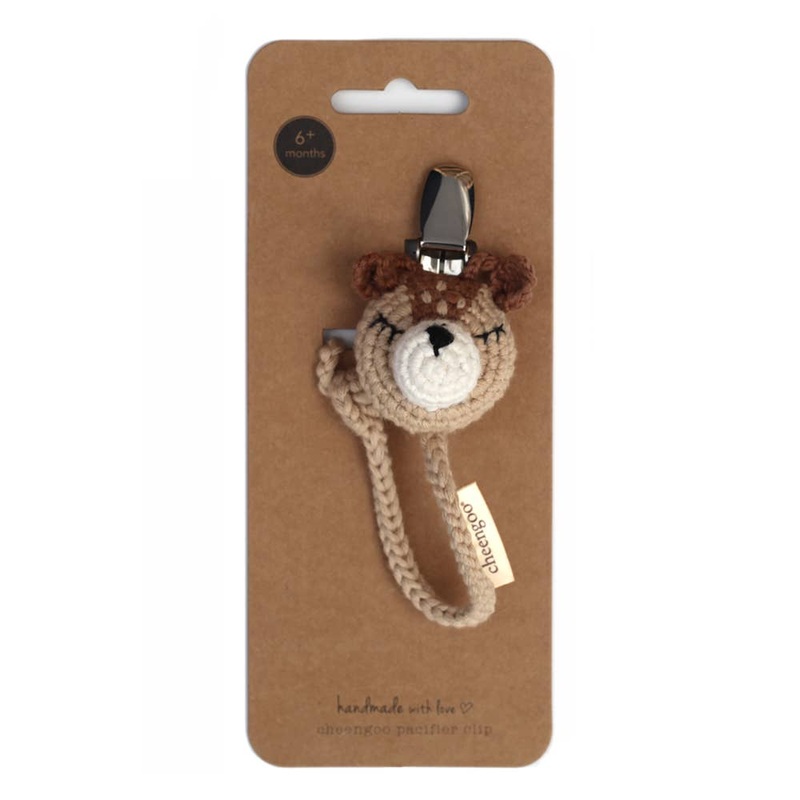 Cheengoo Fawn Hand Crocheted Pacifier Clip