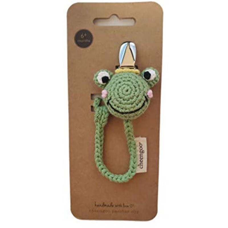 Cheengoo Frog Hand Crocheted Pacifier Clip
