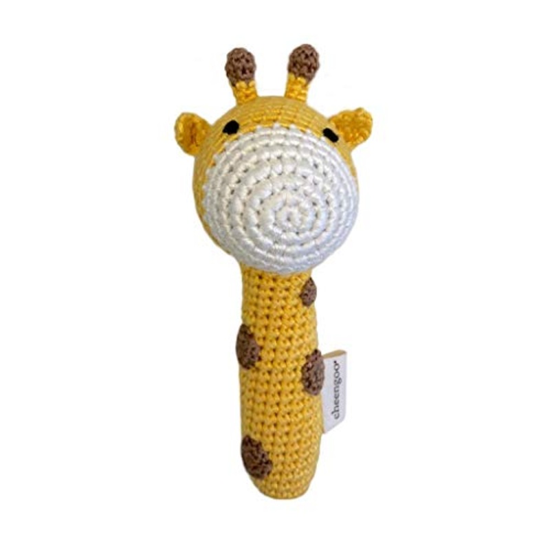 Cheengoo Giraffe Organic Crocheted Stick Rattle