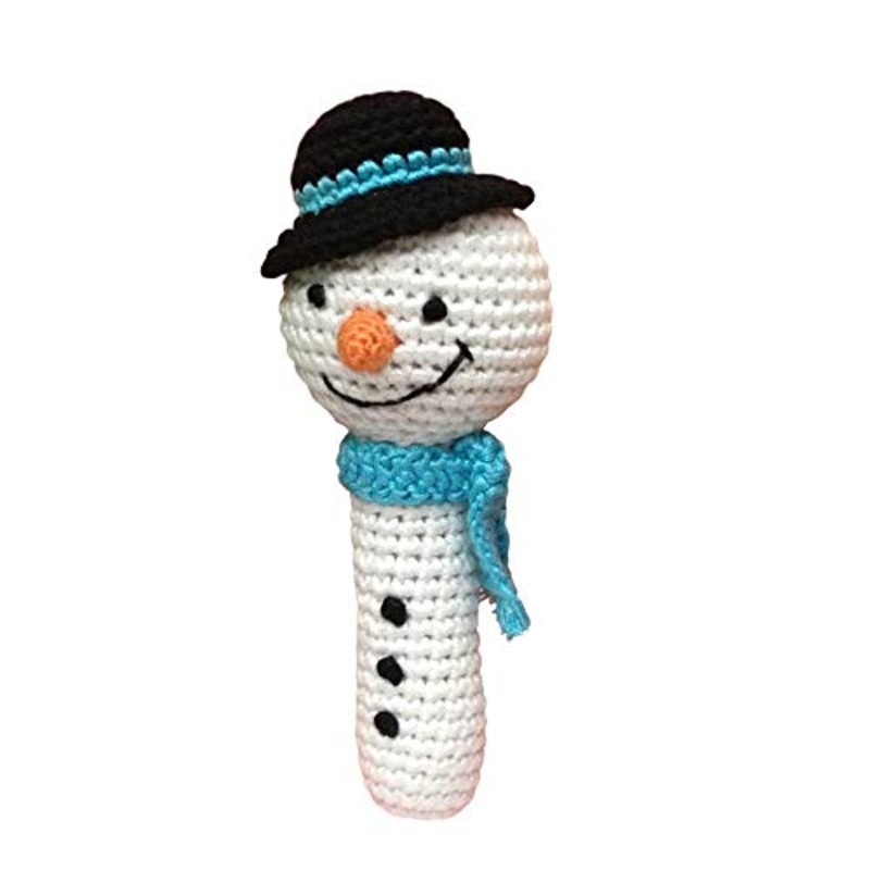Cheengoo Snowman Organic Crocheted Stick Rattle