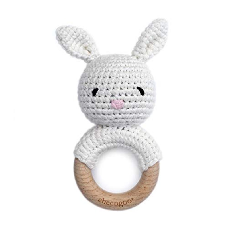 Cheengoo White Bunny Rattle Teether