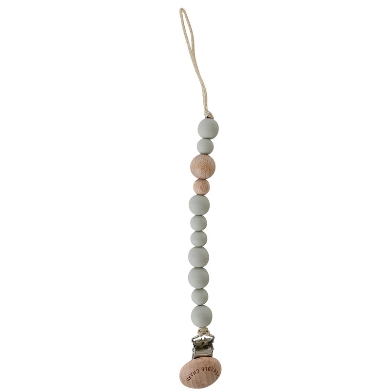 Chewable Charm Classic Pacifier Clip - Wood + Grey