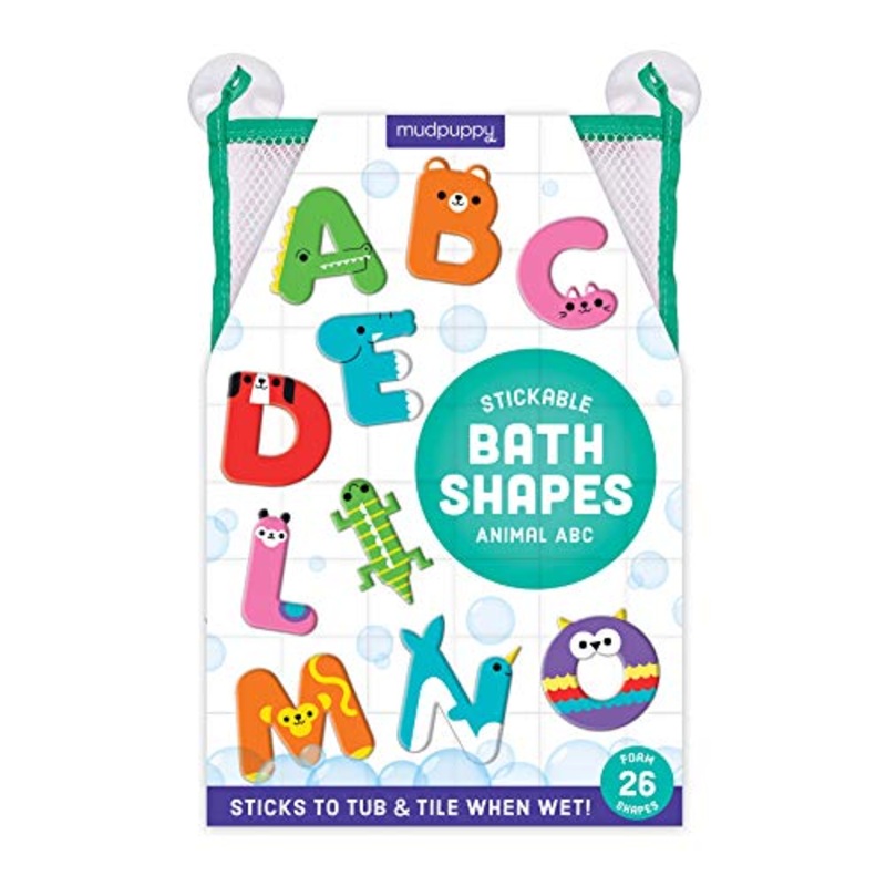 Mudpuppy Animal ABC Stickable Foam Shapes, 26 Foam Alphabet Letters with Mesh Storage Bag