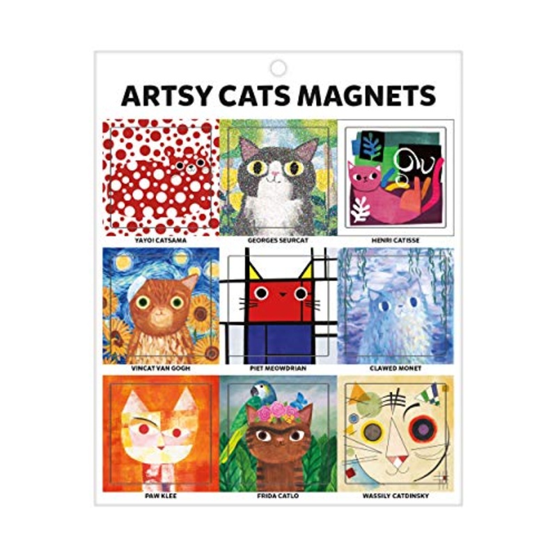 Mudpuppy Artsy Cats Magnets, set of 9