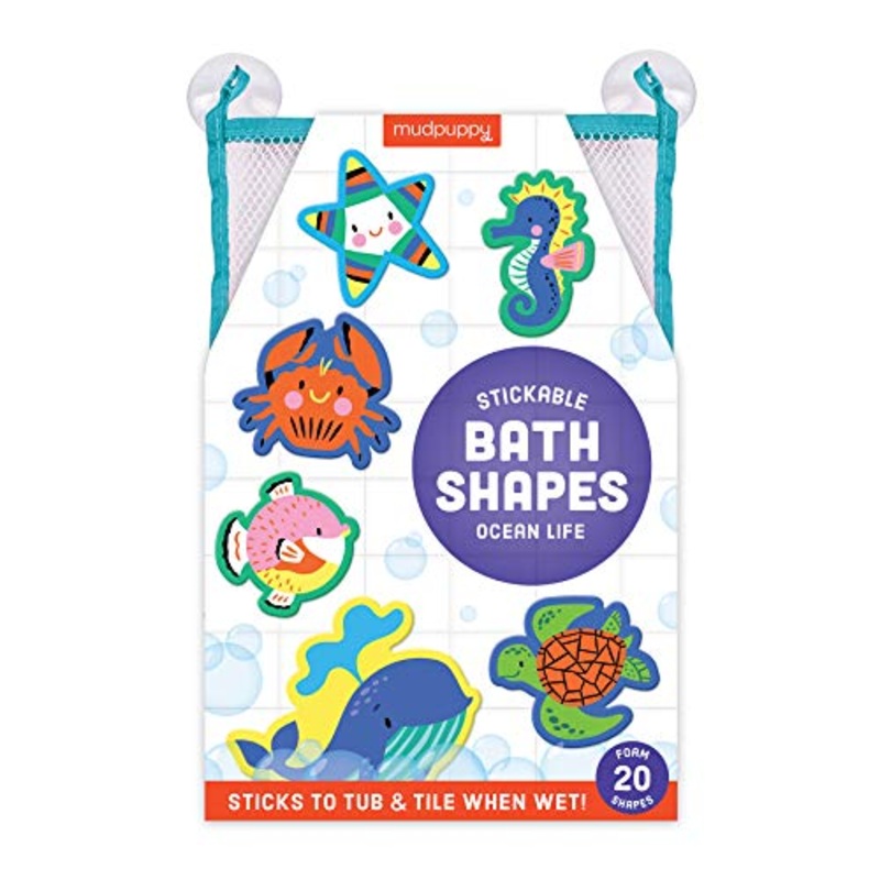 Mudpuppy Ocean Life Stickable Foam Shapes, 20 Foam Animal Shapes with Mesh Storage Bag