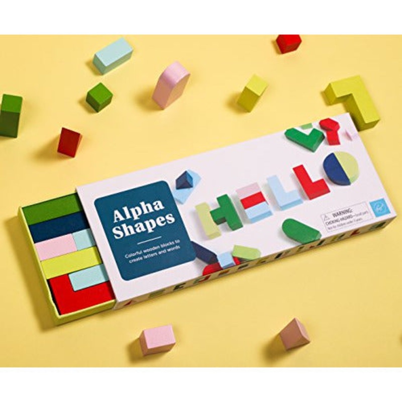 Alpha Shapes (Colorful Wooden Block Letters for Decor, Educational Alphabet Word Blocks)