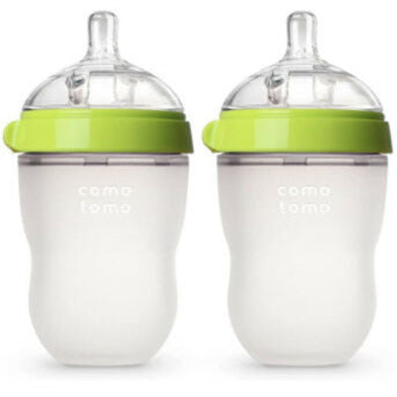 Comotomo Baby Bottle Set, Green - 8oz (2 Pack)