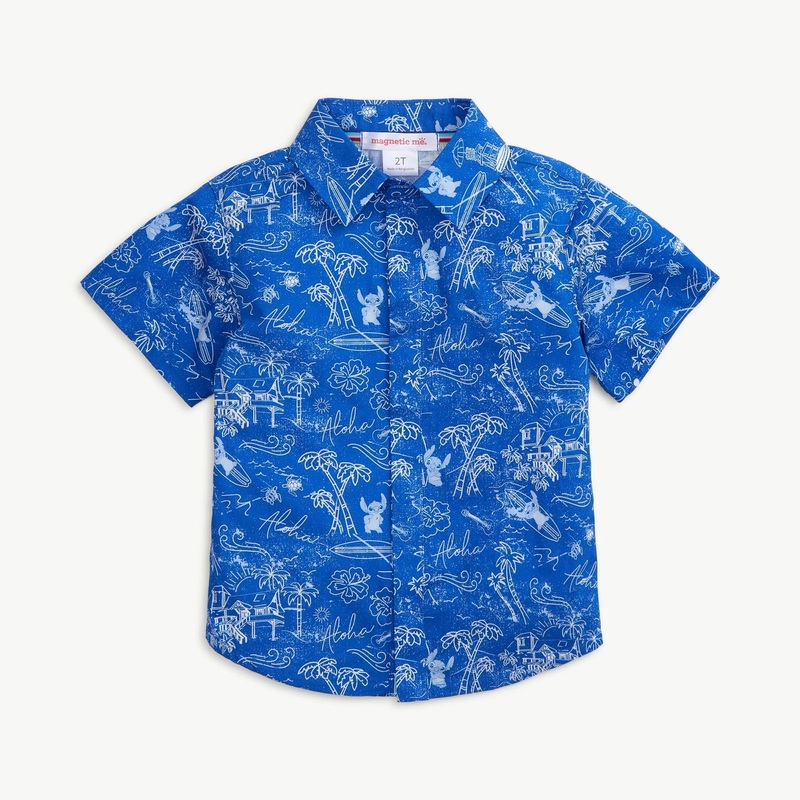 Magnetic Me Lilo + Stitch Cotton Poplin Magnetic Camp Shirt 2T