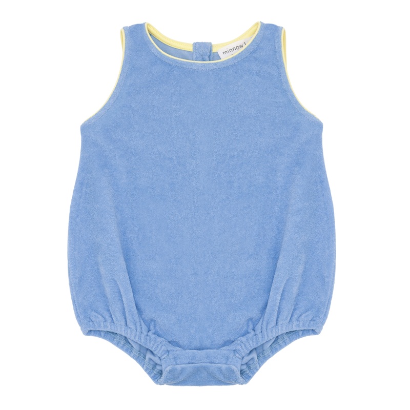 Minnow Baby Clearwater Blue French Terry Bubble Romper 0-6M