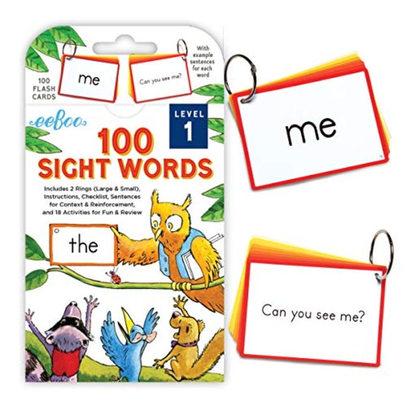 eeBoo's 100 Sight Words Level 1 Educational Flash Cards for Kids