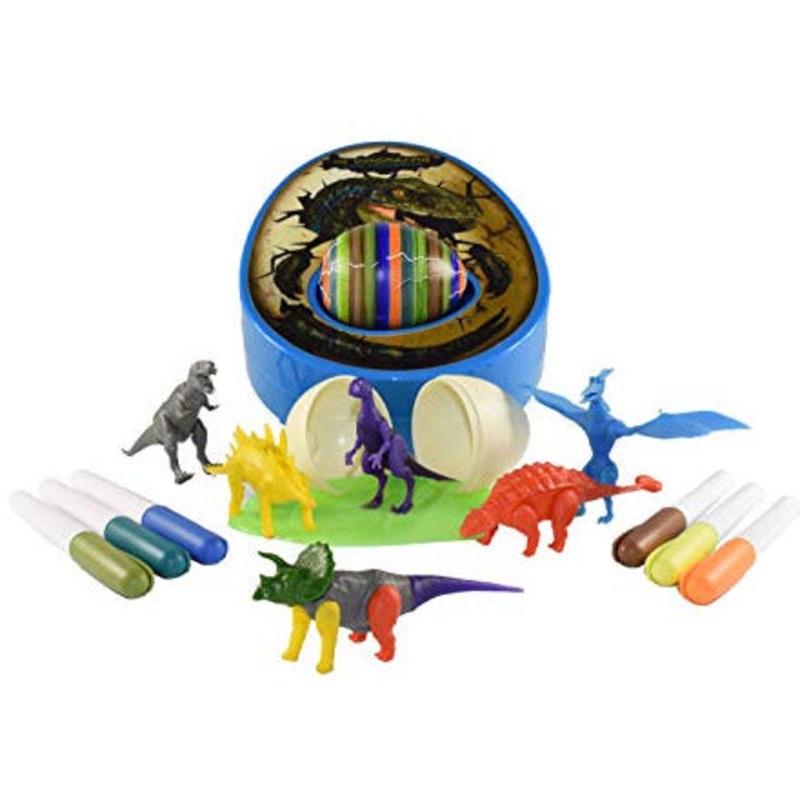 The DinoMazing Dinosaur Egg and Easter Egg Decorator Kit - Dino Egg EggMazing Decorating Spinner Arts and Crafts Activity: Includes Dino Eggs with Mystery Dinosaurs, Non-Toxic Slime, and Markers