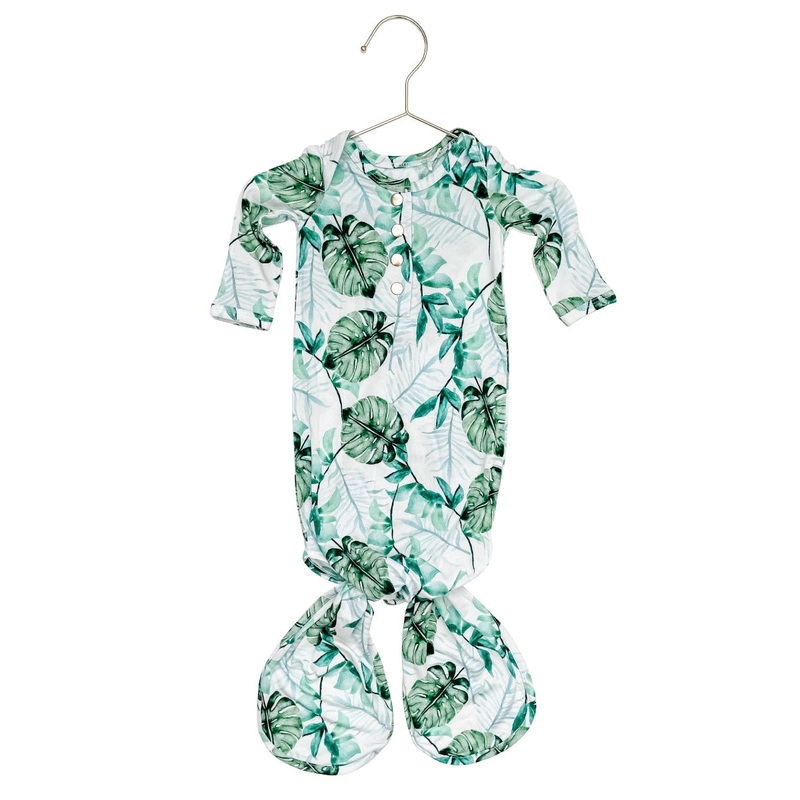 Florida Kid Co. Palm Leaf Newborn Knotted Gown
