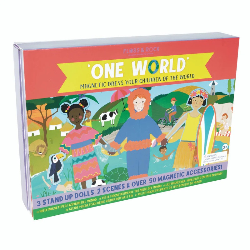 Floss & Rock Wooden Magnetic Dress Up Dolls ONE WORLD