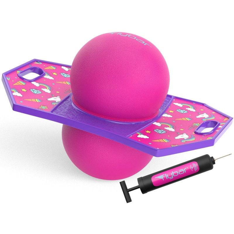 Flybar Pogo Ball Trick Board With Grip Tape For Kids Ages 6 & Up, Unicorn