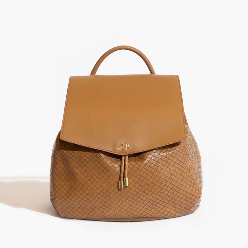 Freshly Picked Limited Edition Drawcord Diaper Bag Backpack, Caramel Woven