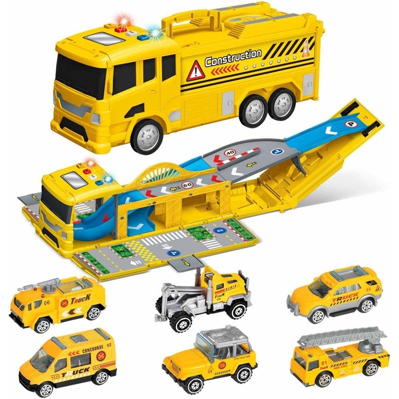 Fun Little Toys Construction Truck Toy Carrier Truck with Lights & Sounds