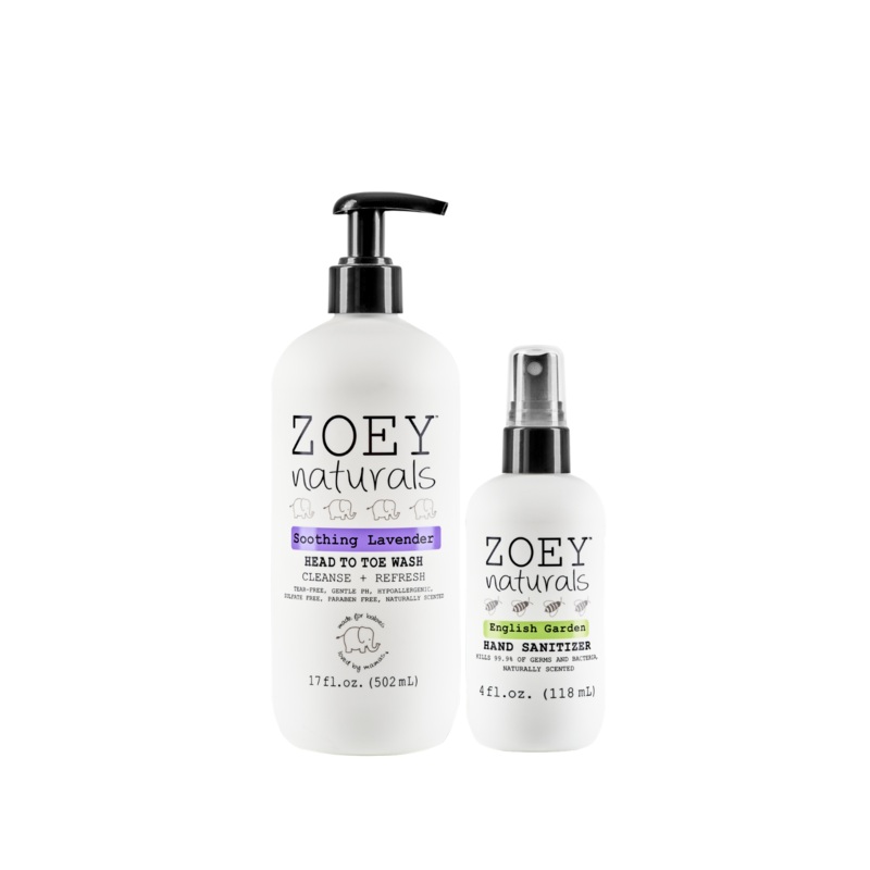Zoey Naturals Lavender Wash & English Garden Sanitizer Bundle