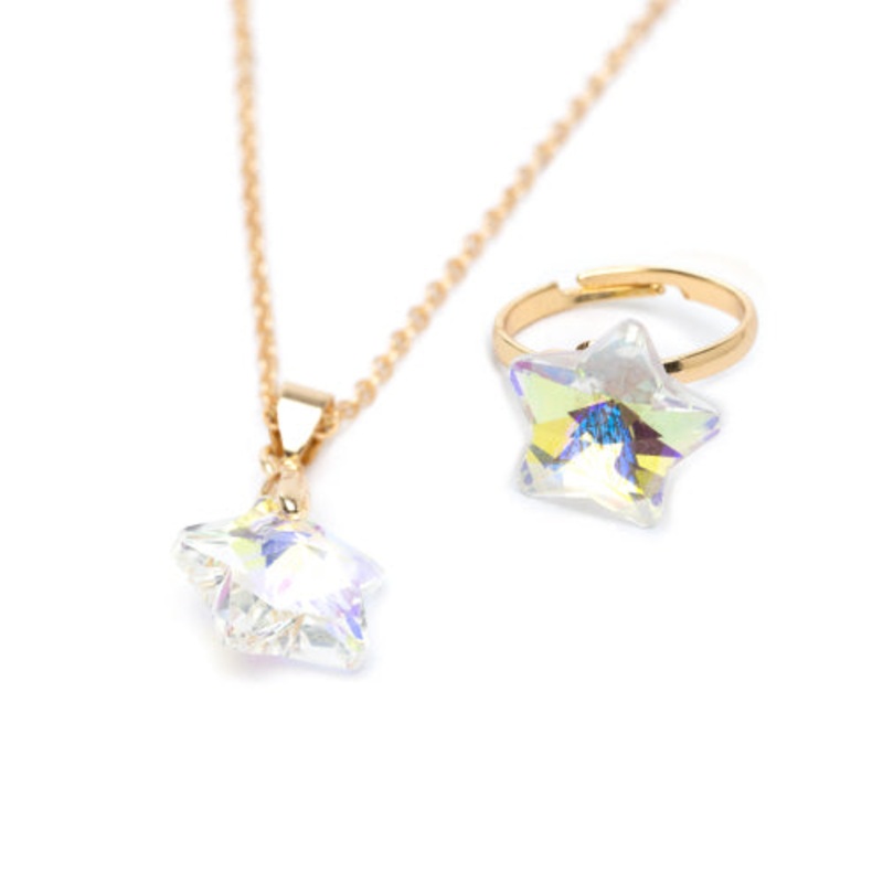 Great Pretenders USA Boutique Holographic Star Assrt NL & Ring Set 2pc, NL & Clip On Earrings Set