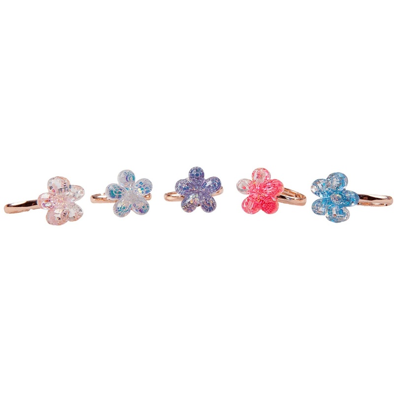 Great Pretenders USA Boutique Shimmer Flower Rings, 5pcs